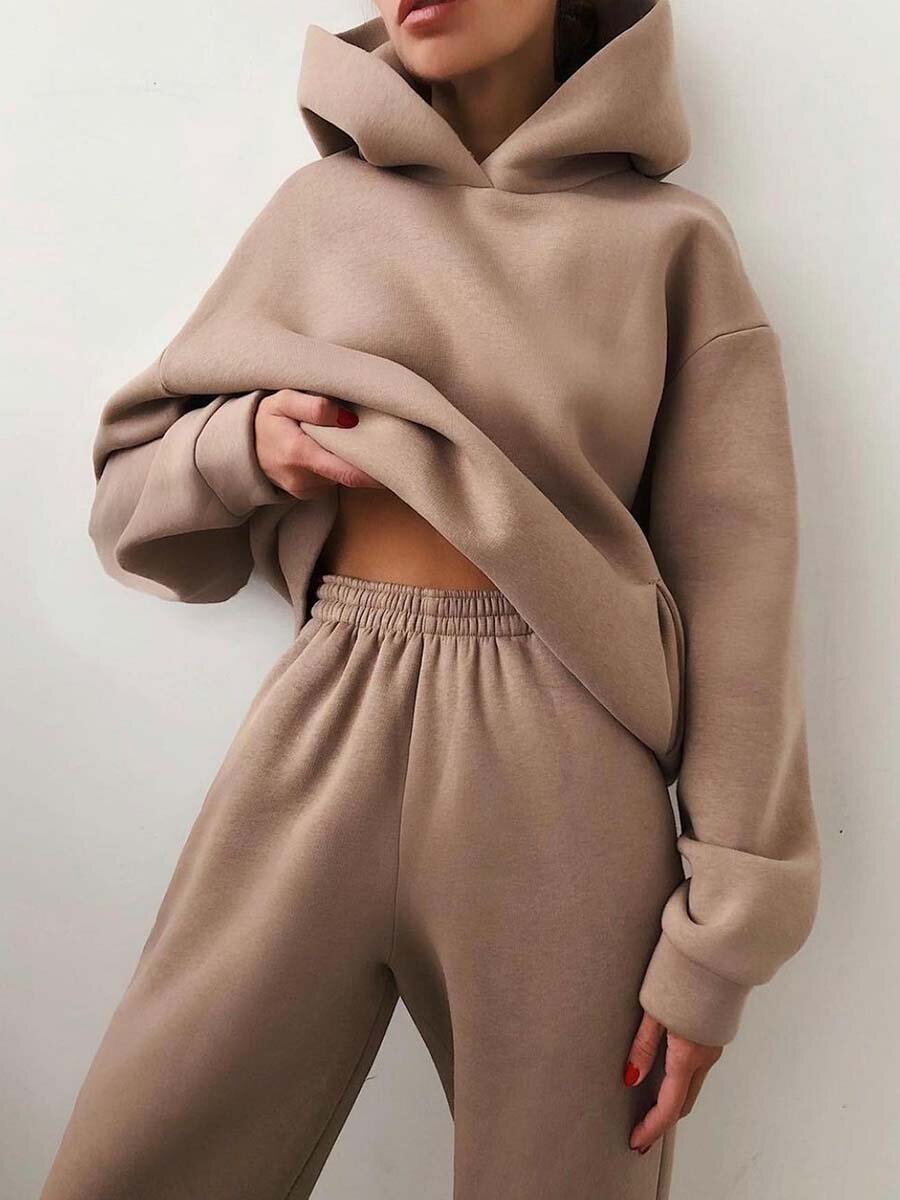 Women's Casual Two-Piece Hooded Tracksuit Set