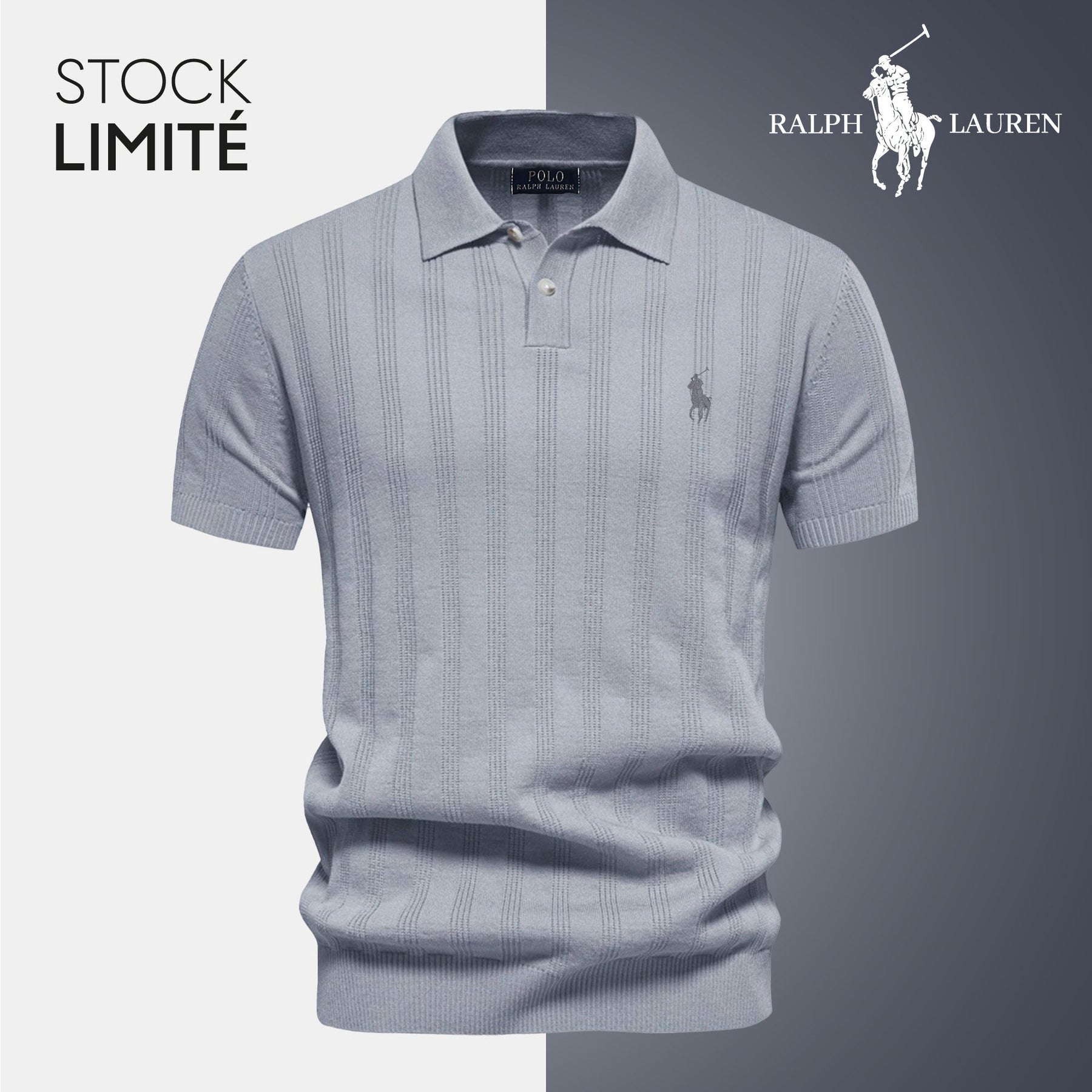 Men’s Textured Knit Polo – ᏒalphⅬ™