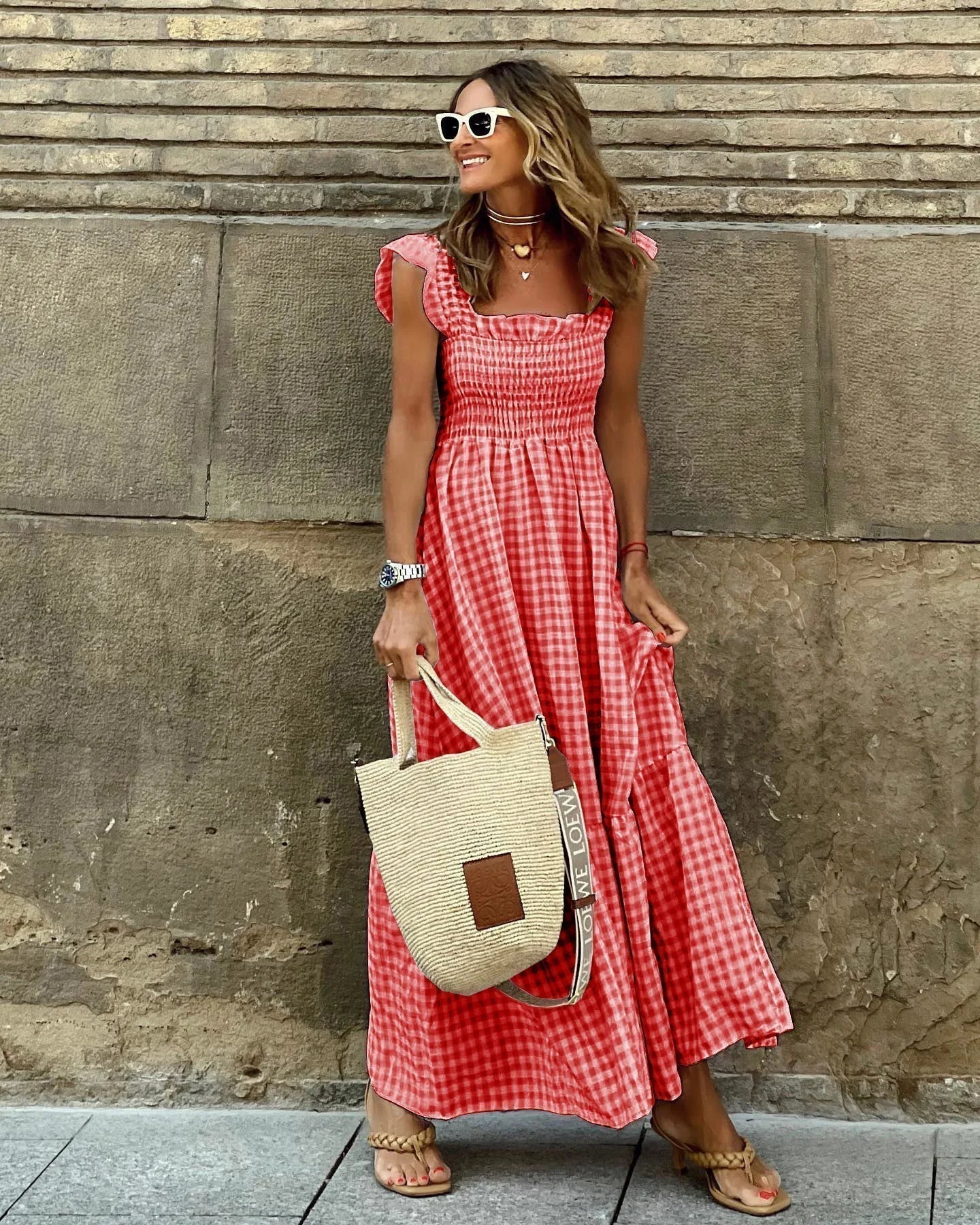 MILA | Retro dress with plaid pattern